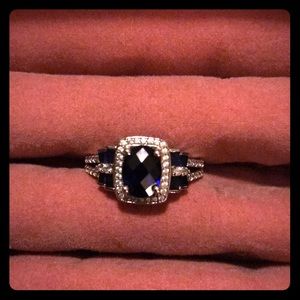 Sapphire and CZ diamond ring. Will not tarnish
